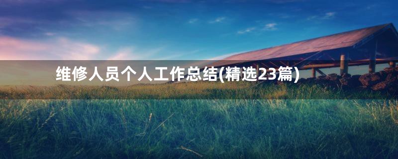 维修人员个人工作总结(精选23篇)