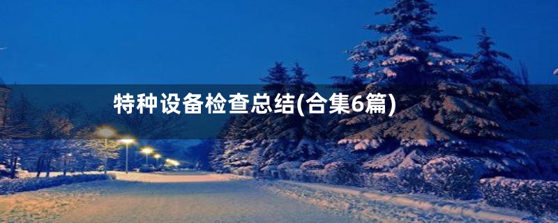 特种设备检查总结(合集6篇)