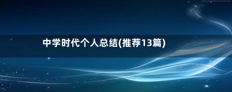 中学时代个人总结(推荐13篇)