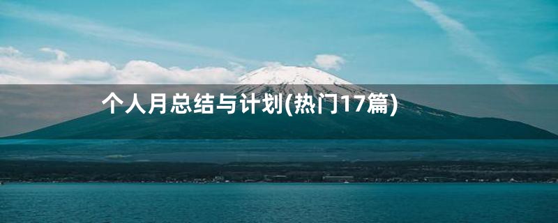 个人月总结与计划(热门17篇)