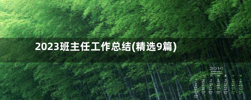 2023班主任工作总结(精选9篇)