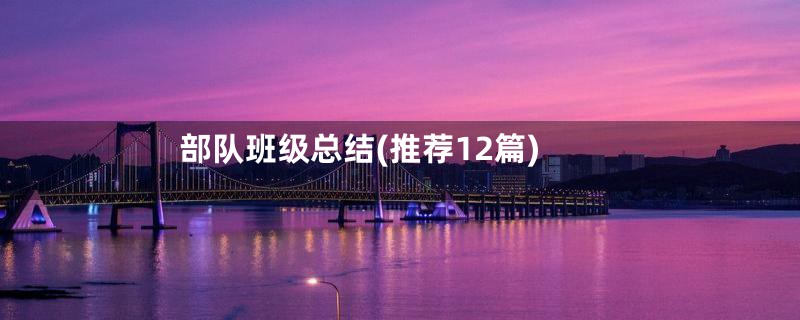 部队班级总结(推荐12篇)