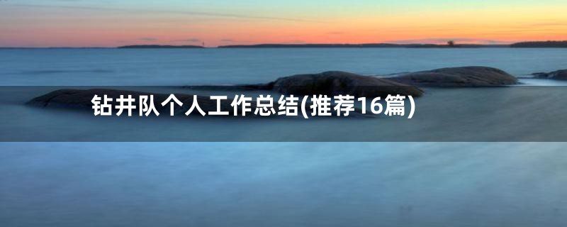 钻井队个人工作总结(推荐16篇)