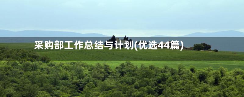 采购部工作总结与计划(优选44篇)