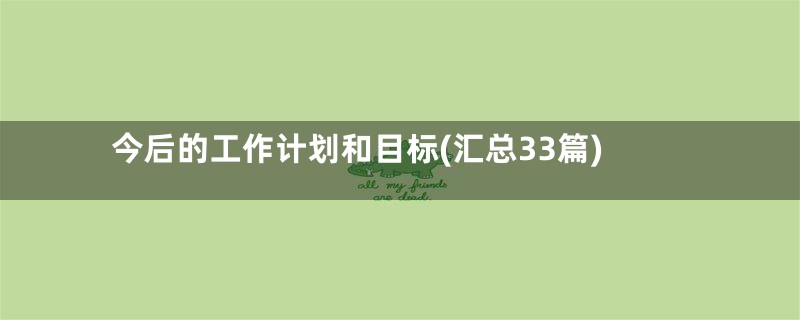 今后的工作计划和目标(汇总33篇)