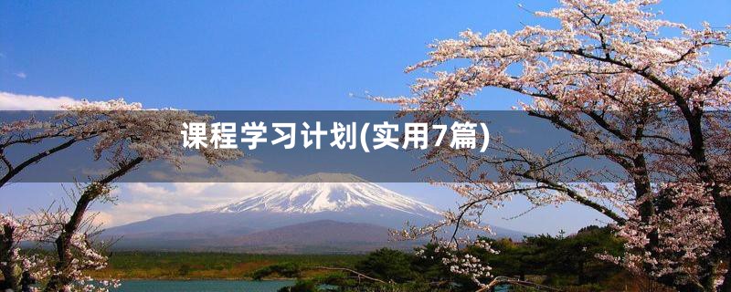 课程学习计划(实用7篇)