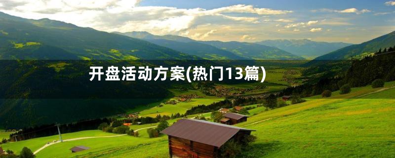开盘活动方案(热门13篇)