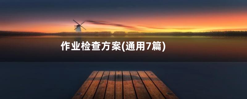 作业检查方案(通用7篇)