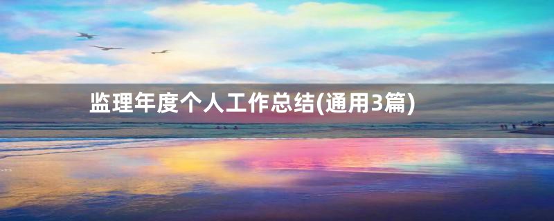 监理年度个人工作总结(通用3篇)