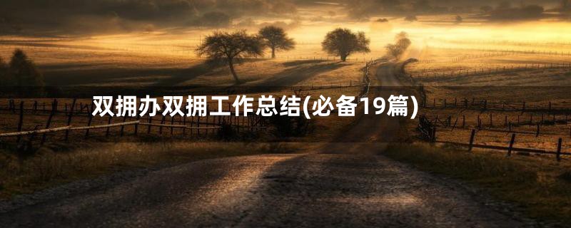 双拥办双拥工作总结(必备19篇)