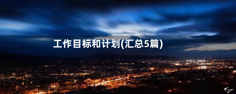 工作目标和计划(汇总5篇)