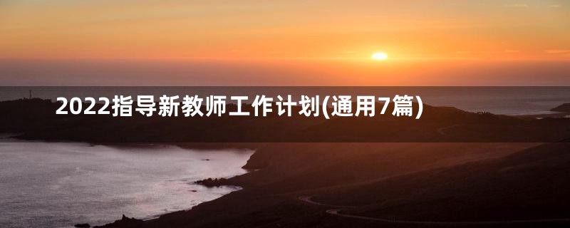 2022指导新教师工作计划(通用7篇)
