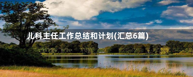 儿科主任工作总结和计划(汇总6篇)