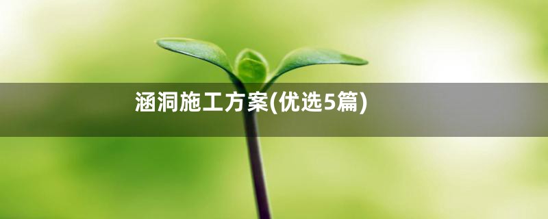 涵洞施工方案(优选5篇)