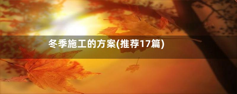 冬季施工的方案(推荐17篇)