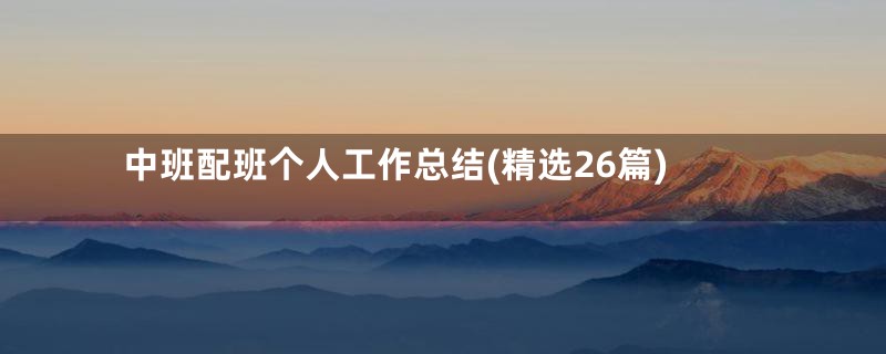 中班配班个人工作总结(精选26篇)