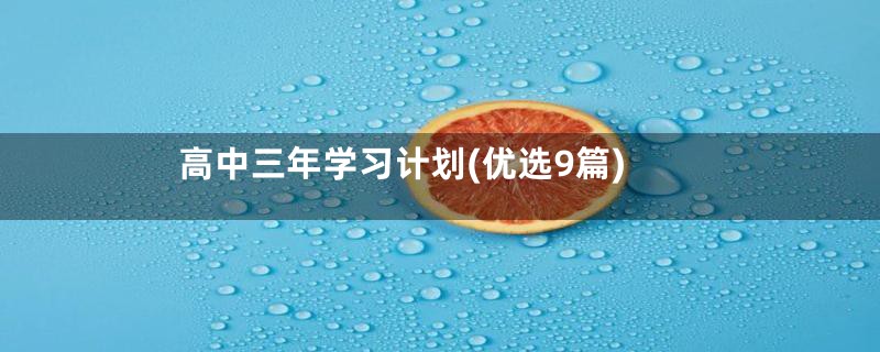高中三年学习计划(优选9篇)