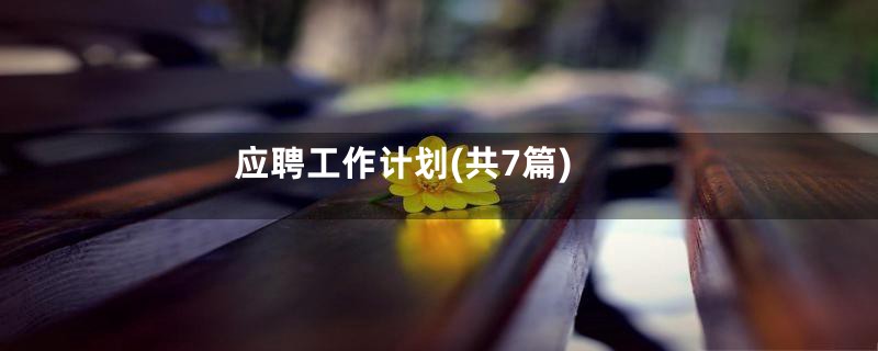 应聘工作计划(共7篇)