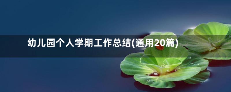 幼儿园个人学期工作总结(通用20篇)