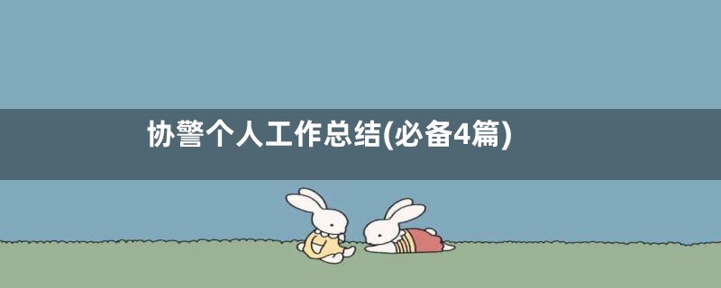 协警个人工作总结(必备4篇)