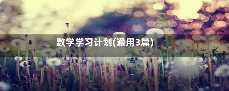 数学学习计划(通用3篇)