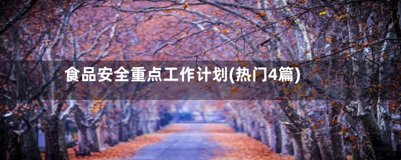 食品安全重点工作计划(热门4篇)