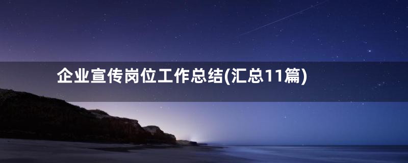 企业宣传岗位工作总结(汇总11篇)