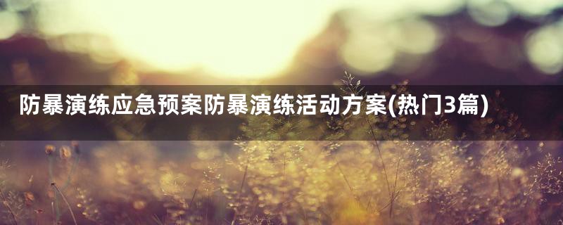 防暴演练应急预案防暴演练活动方案(热门3篇)