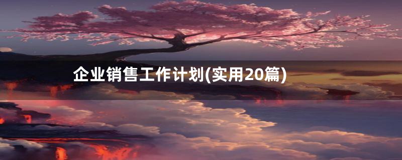 企业销售工作计划(实用20篇)
