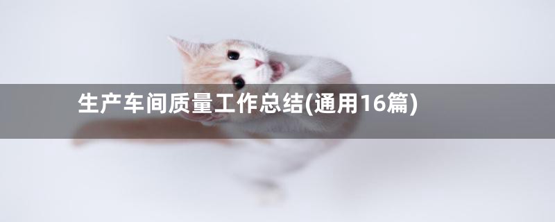 生产车间质量工作总结(通用16篇)