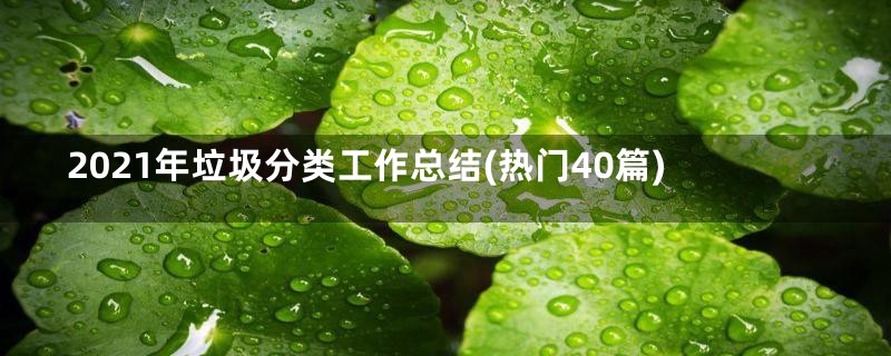 2021年垃圾分类工作总结(热门40篇)