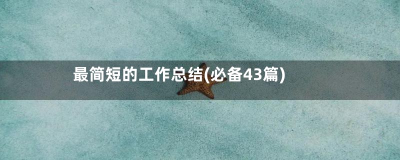 最简短的工作总结(必备43篇)
