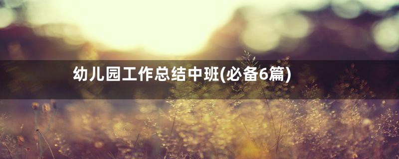 幼儿园工作总结中班(必备6篇)