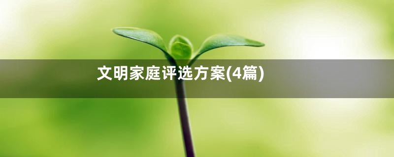 文明家庭评选方案(4篇)