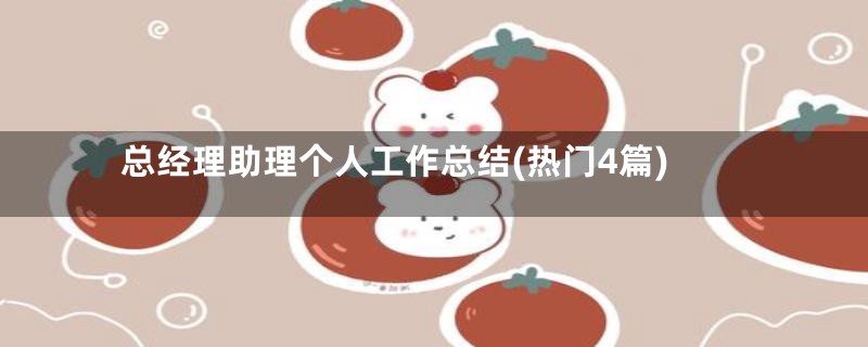 总经理助理个人工作总结(热门4篇)
