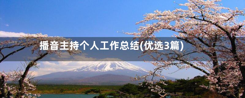 播音主持个人工作总结(优选3篇)