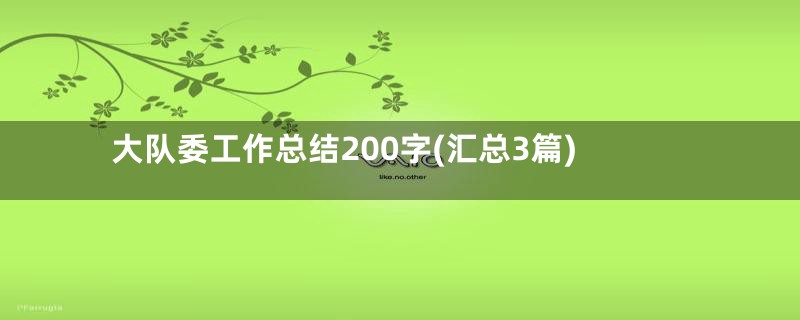 大队委工作总结200字(汇总3篇)