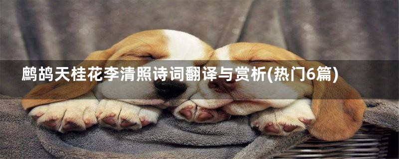 鹧鸪天桂花李清照诗词翻译与赏析(热门6篇)