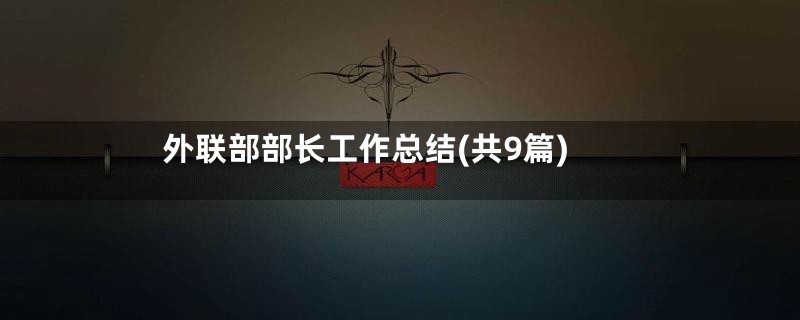 外联部部长工作总结(共9篇)