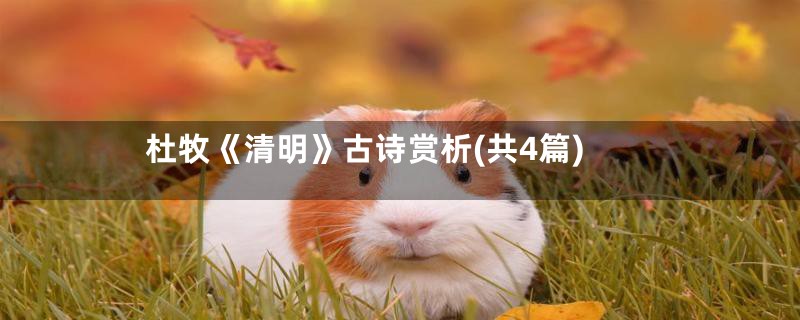 杜牧《清明》古诗赏析(共4篇)