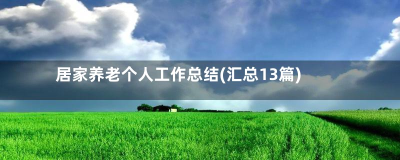 居家养老个人工作总结(汇总13篇)