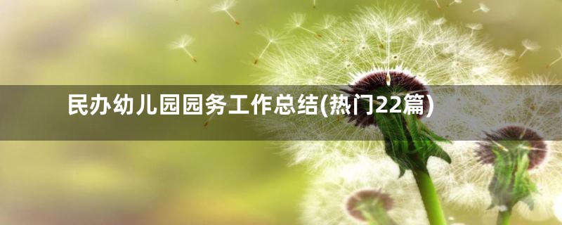 民办幼儿园园务工作总结(热门22篇)