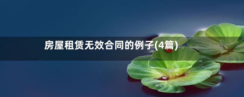 房屋租赁无效合同的例子(4篇)