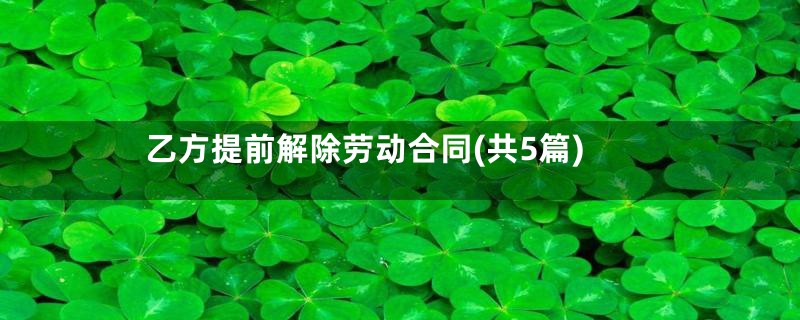 乙方提前解除劳动合同(共5篇)