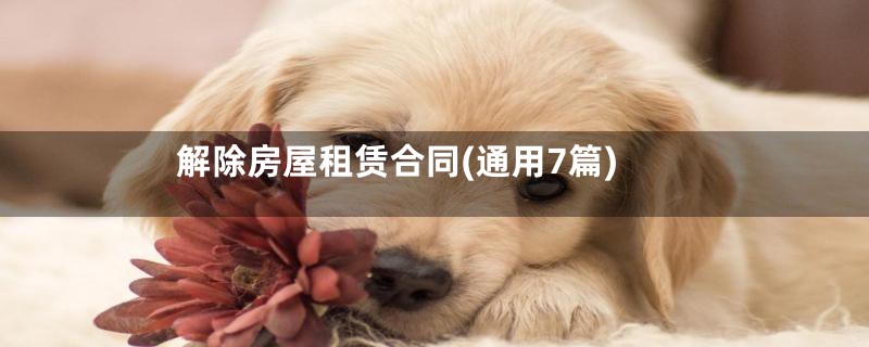 解除房屋租赁合同(通用7篇)