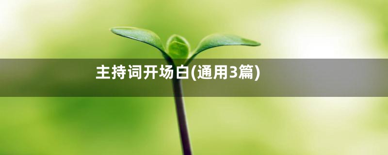 主持词开场白(通用3篇)