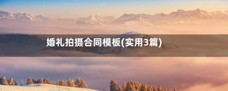婚礼拍摄合同模板(实用3篇)