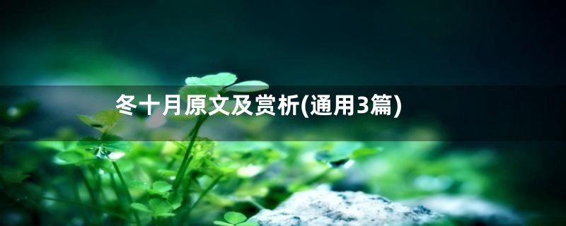 冬十月原文及赏析(通用3篇)