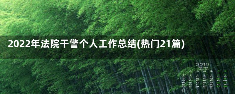 2022年法院干警个人工作总结(热门21篇)