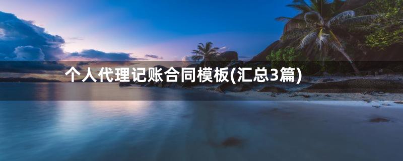 个人代理记账合同模板(汇总3篇)